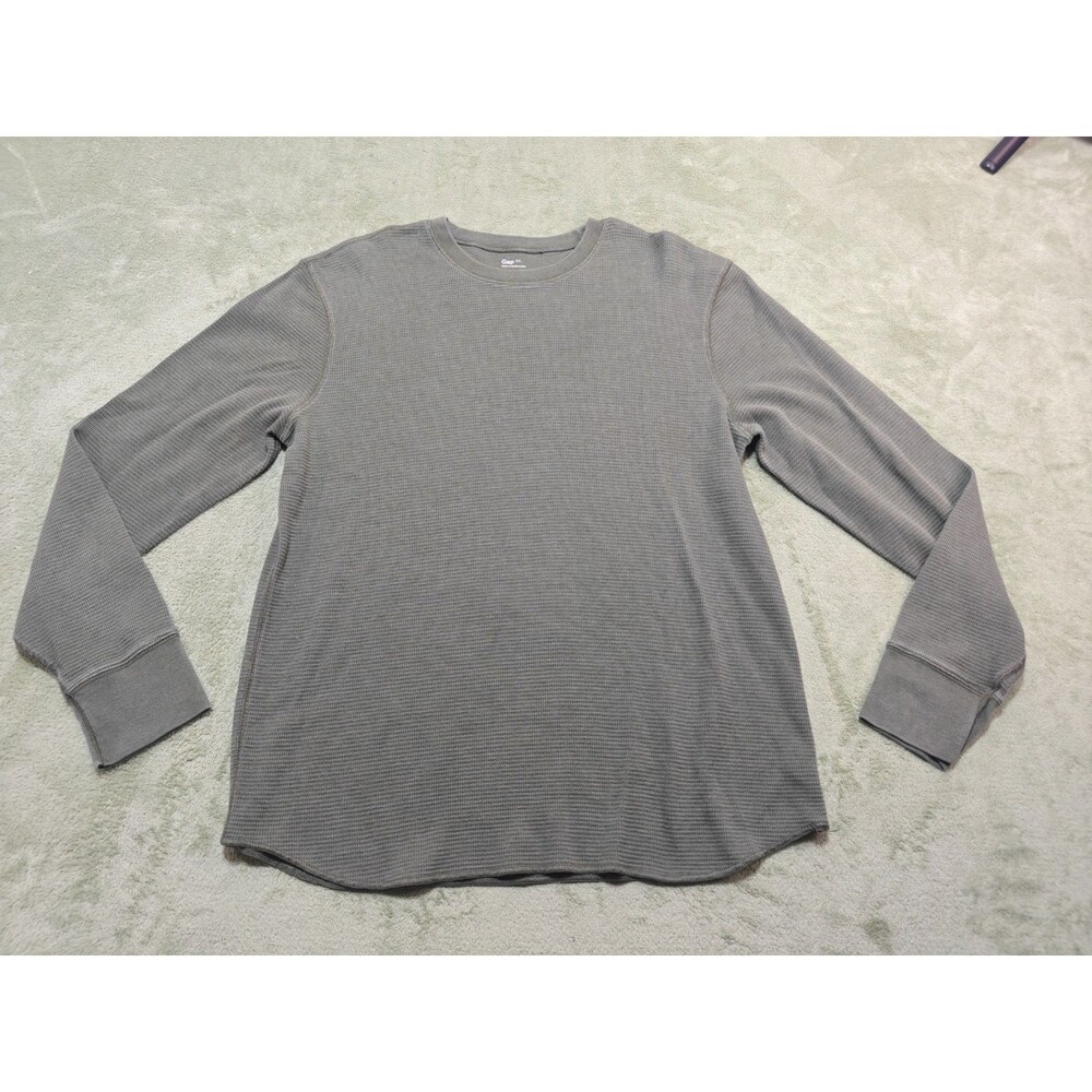 Gap Mens Sz XL Green Long Sleeve Thermal Shirt Waffle Knit Crewneck Basic Top LS